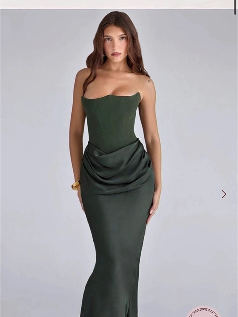 House of CB Persephone Green Strapless Maxi Dress